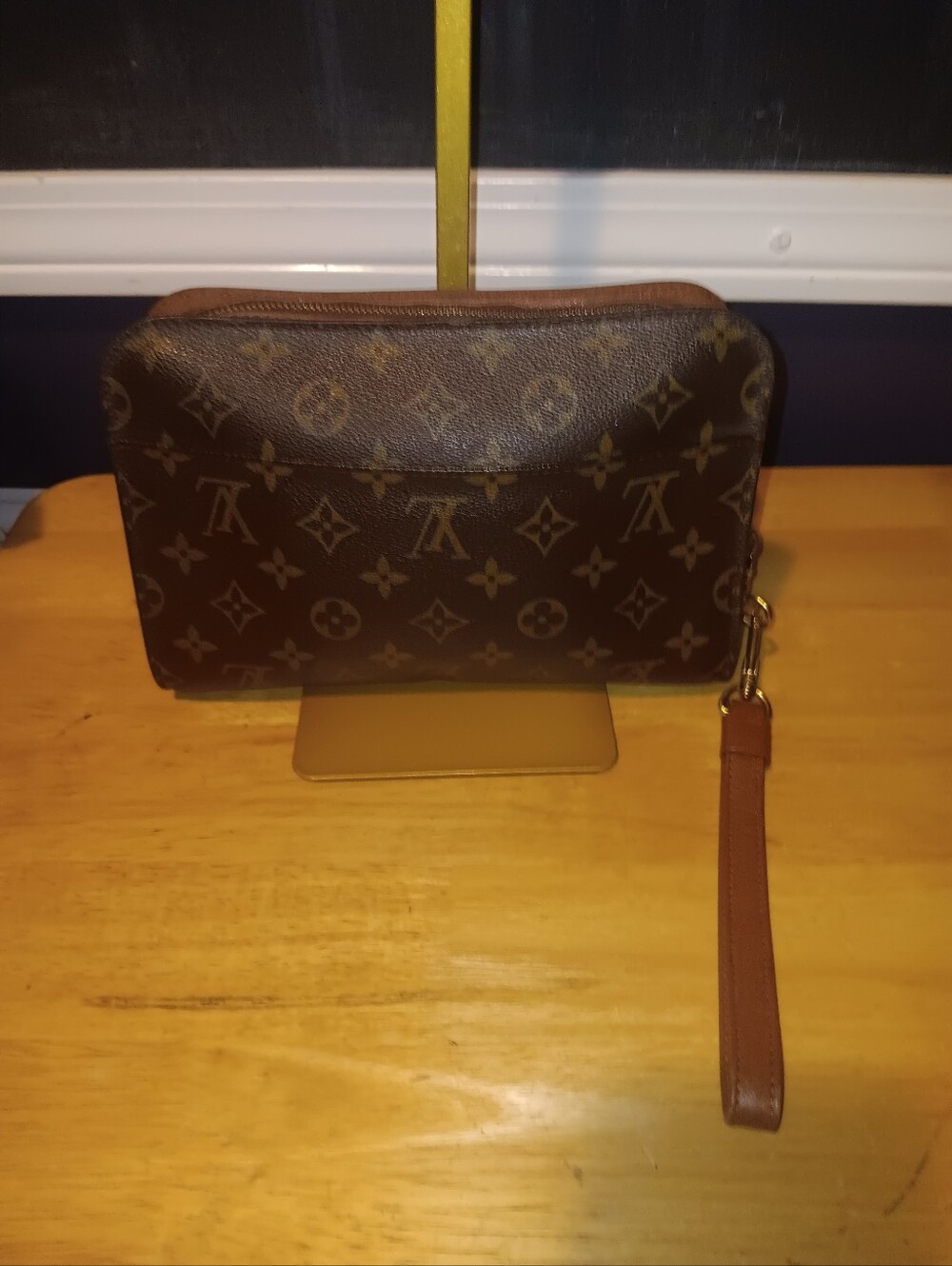 Louis Vuitton Vinatge Monogram Canvas Brown Wristlet Bag